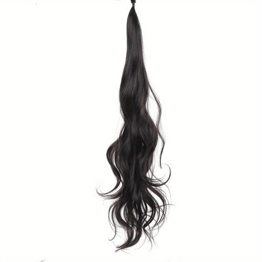 28 Cm Wrap Around Ponytail Hair Extensions Long Wavy Curly Synthetic Hairpieces