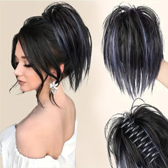 Messy Bun Claw Clip Hair Extension Short Straight Ponytail Hairpiece