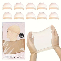 10 Pcs Invisible HD Wig Cap for Lace Front Wig High Elastic Transparent Skinlike