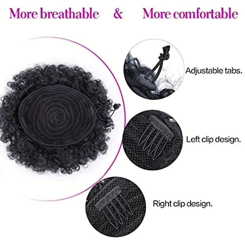 Short Afro Curly Ponytail Extensions Synthetic Clip In Hair Extensions