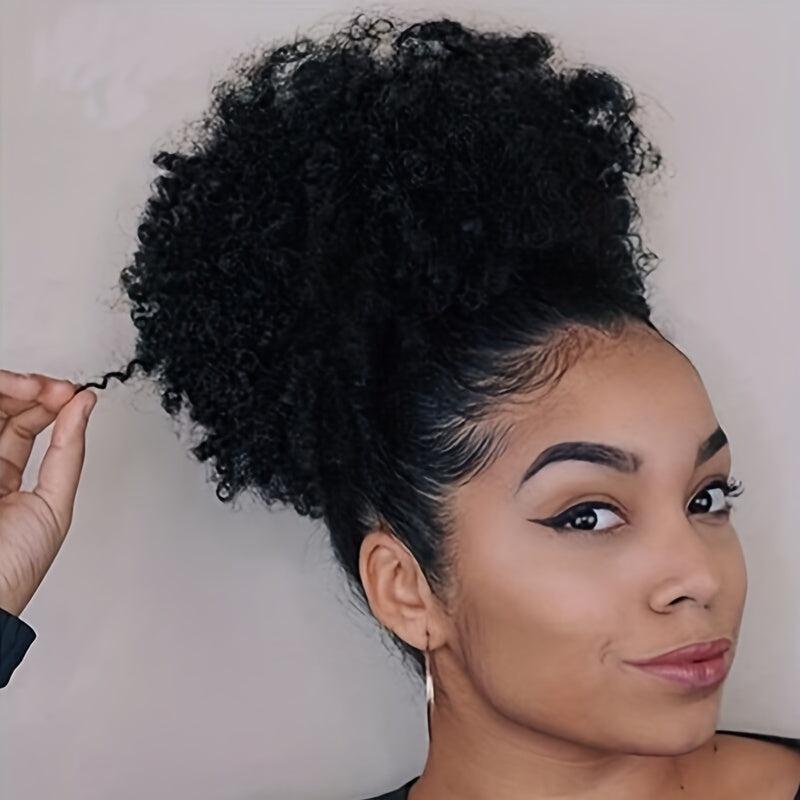 Short Afro Curly Ponytail Extensions Synthetic Clip In Hair Extensions