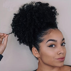 Short Afro Curly Ponytail Extensions Synthetic Clip In Hair Extensions