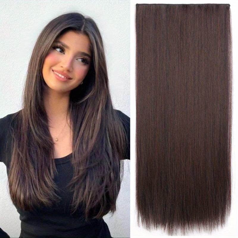 60 96 Cm Full Head Hair Extensions 5 Clips In Synthetic Long Straight Hairpiece