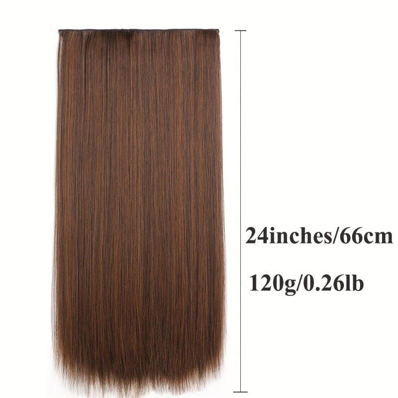 60 96 Cm Full Head Hair Extensions 5 Clips In Synthetic Long Straight Hairpiece