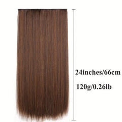 60 96 Cm Full Head Hair Extensions 5 Clips In Synthetic Long Straight Hairpiece