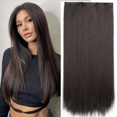60 96 Cm Full Head Hair Extensions 5 Clips In Synthetic Long Straight Hairpiece