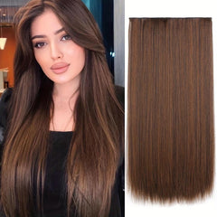 60 96 Cm Full Head Hair Extensions 5 Clips In Synthetic Long Straight Hairpiece