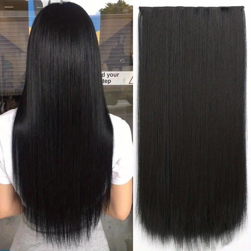 60 96 Cm Full Head Hair Extensions 5 Clips In Synthetic Long Straight Hairpiece