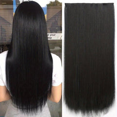 60 96 Cm Full Head Hair Extensions 5 Clips In Synthetic Long Straight Hairpiece