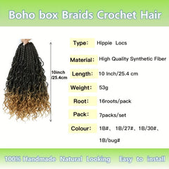 25.4 cm Boho Box Braids 7 Packs Goddess Box Braids Crochet Hair