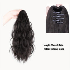 Short Curly Wavy Ponytail Extensions Synthetic Clip In Hair Extensions