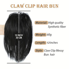 Messy Bun Claw Clip Hair Piece Extensions Updo Wavy Curly Women Chignon Buns