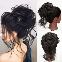 Messy Donut Hair Buns Updo Chignon Elastic Rope Hair Extensions