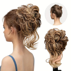 Messy Donut Hair Buns Updo Chignon Elastic Rope Hair Extensions