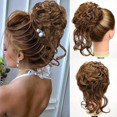 Messy Donut Hair Buns Updo Chignon Elastic Rope Hair Extensions
