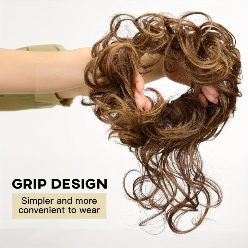 Messy Donut Hair Buns Updo Chignon Elastic Rope Hair Extensions