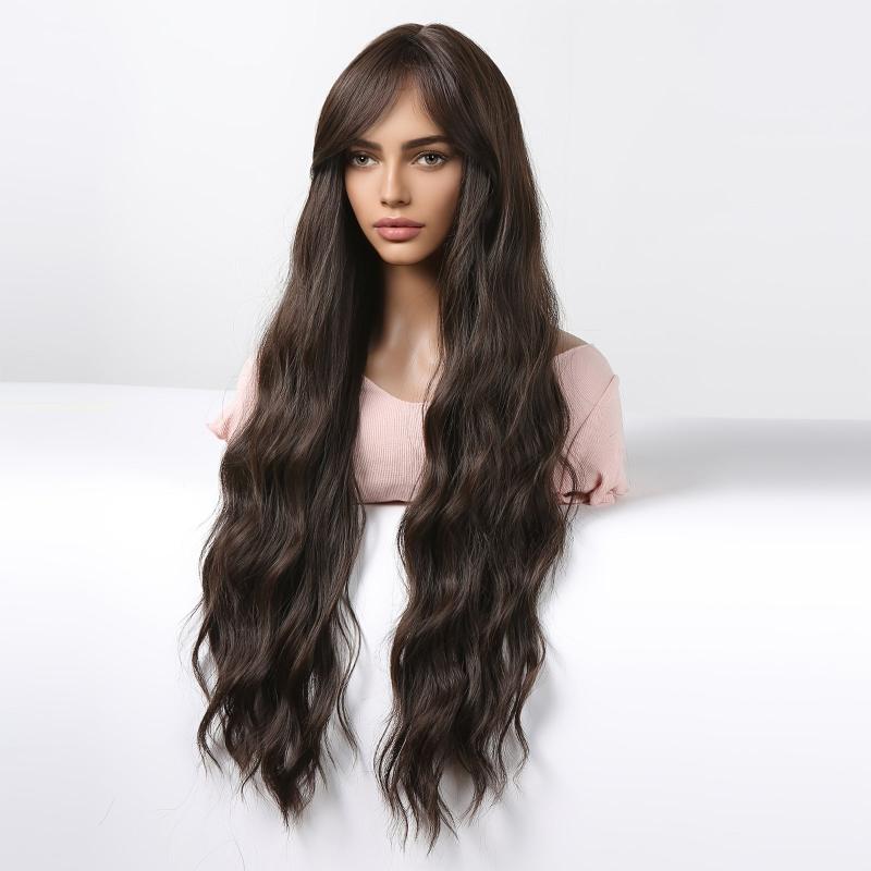 76 2 Cm Long Curly Wig Middle Bangs Synthetic Hair Replacement
