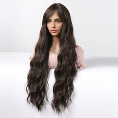 76 2 Cm Long Curly Wig Middle Bangs Synthetic Hair Replacement