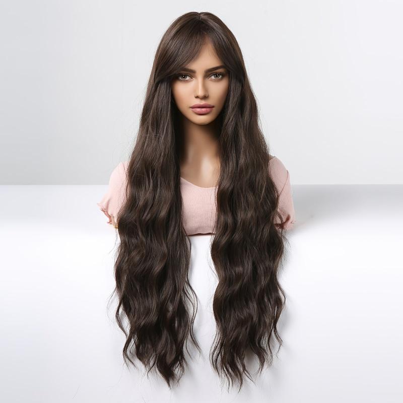 76 2 Cm Long Curly Wig Middle Bangs Synthetic Hair Replacement