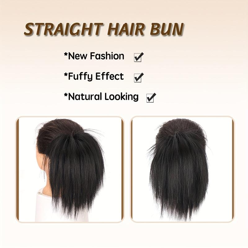 Messy Straight Hair Bun Ponytail Extension Chignon Scrunchy Wrap Updo
