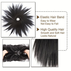 Messy Straight Hair Bun Ponytail Extension Chignon Scrunchy Wrap Updo
