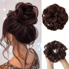 Curly Wavy Hair Bun Scrunchies Extensions Synthetic Updo Hairpieces