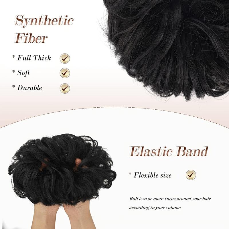Curly Wavy Hair Bun Scrunchies Extensions Synthetic Updo Hairpieces