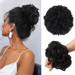 Curly Wavy Hair Bun Scrunchies Extensions Synthetic Updo Hairpieces