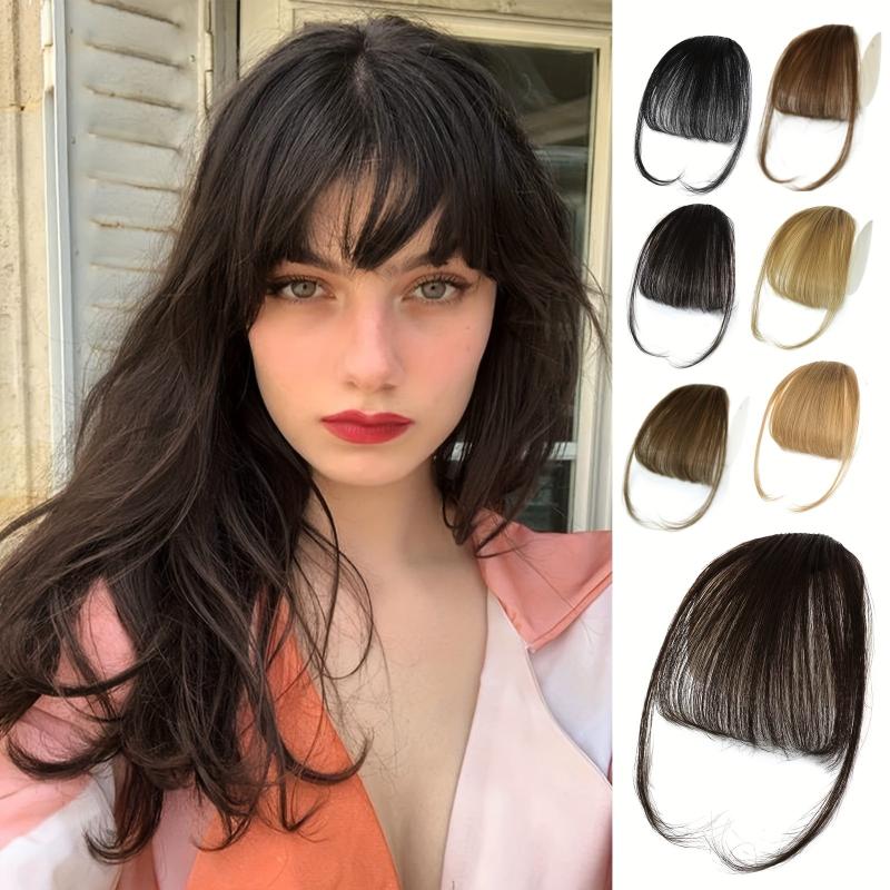 Clip-In Air Bangs Hair Extensions for Women Girls - Wispy Bangs Fringe