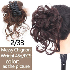 Synthetic Messy Hair Buns Curly Chignon Clip In Hair Extension