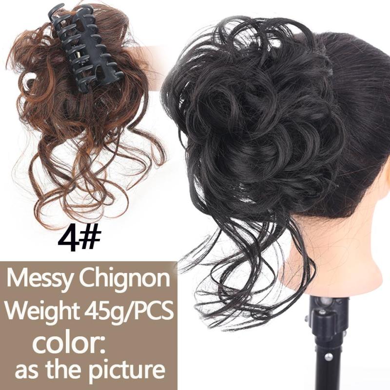 Synthetic Messy Hair Buns Curly Chignon Clip In Hair Extension