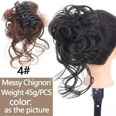 Synthetic Messy Hair Buns Curly Chignon Clip In Hair Extension