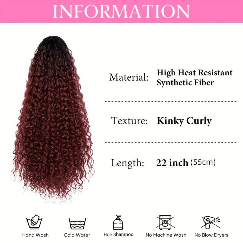 Afro Wavy Drawstring Ponytail Extension Wine Red 55-88cm