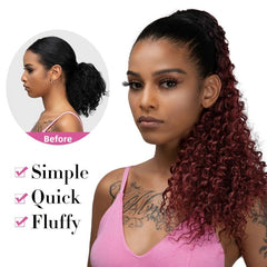 Afro Wavy Drawstring Ponytail Extension Wine Red 55-88cm