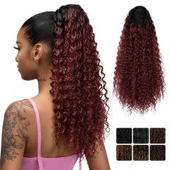 Afro Wavy Drawstring Ponytail Extension Wine Red 55-88cm