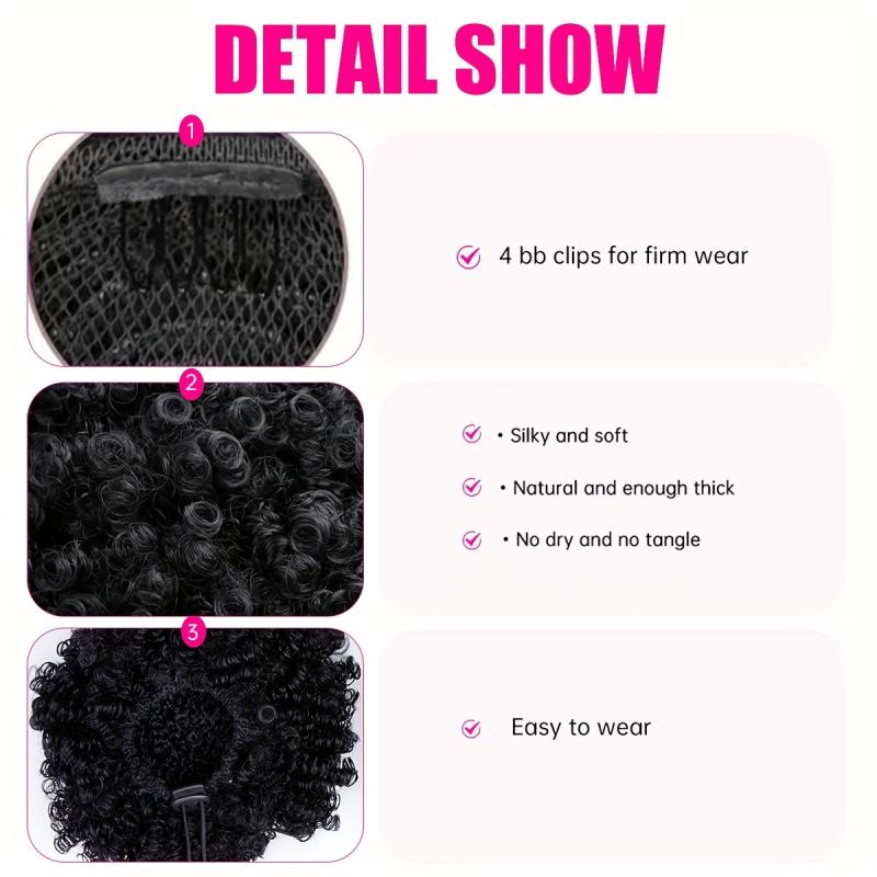 Kinky Curly Bun Hair Updo Hair For Women Girls Party 20 32 Cm