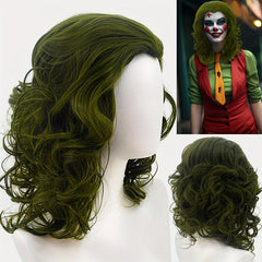 Green Short Curly Clown Wig for Halloween Cosplay Party