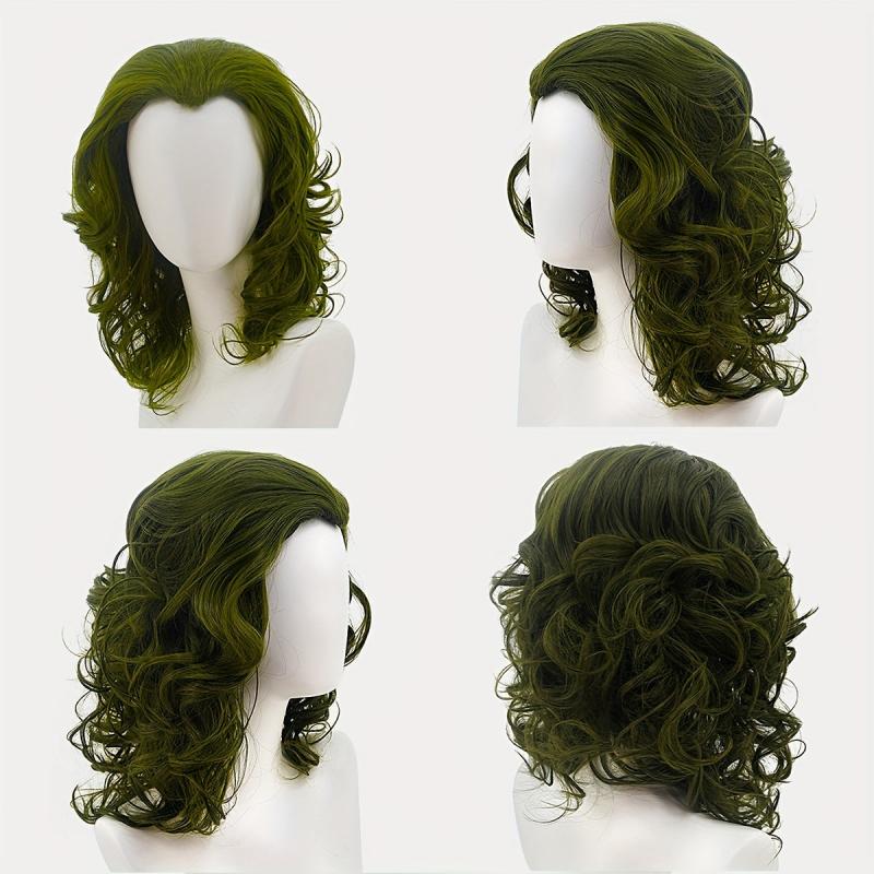 Green Short Curly Clown Wig for Halloween Cosplay Party