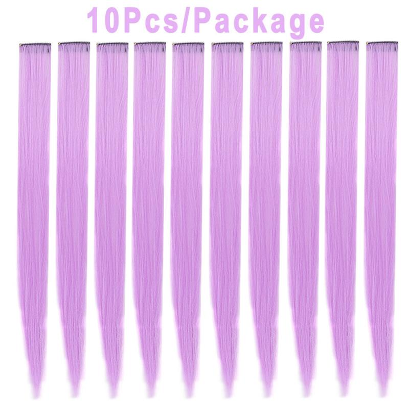 10Pcs Y2K Synthetic Highlight Hair Extensions for Halloween Party