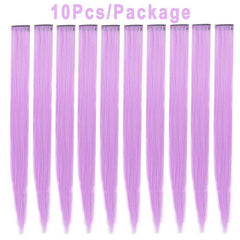 10Pcs Y2K Synthetic Highlight Hair Extensions for Halloween Party