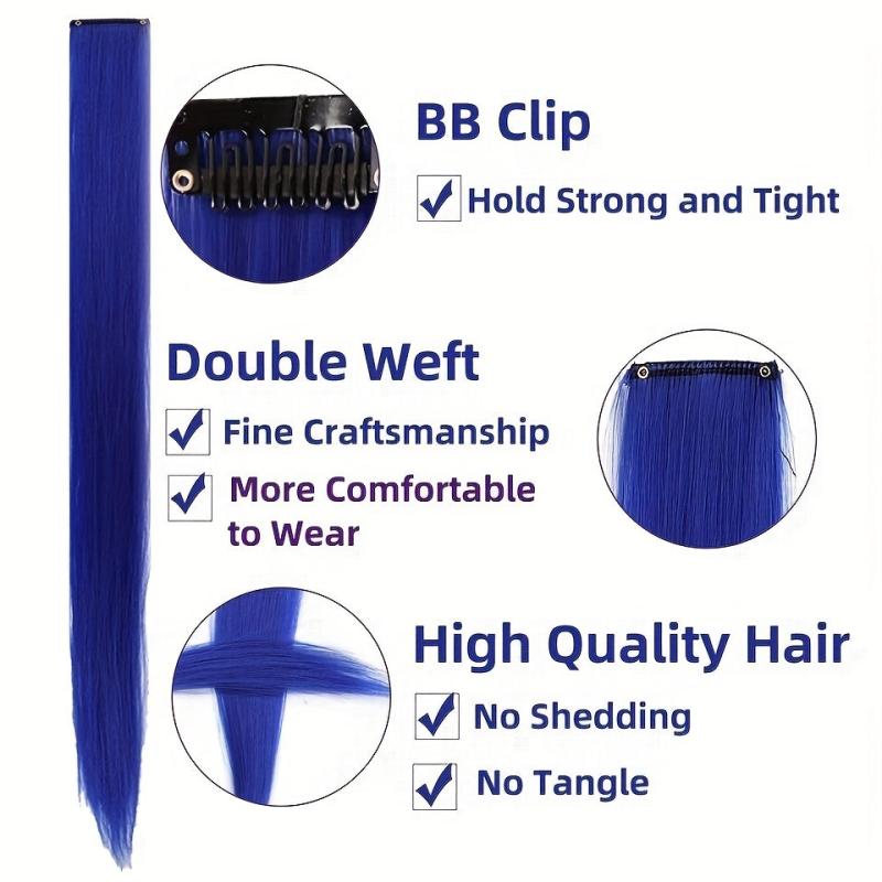 10Pcs Y2K Synthetic Highlight Hair Extensions for Halloween Party