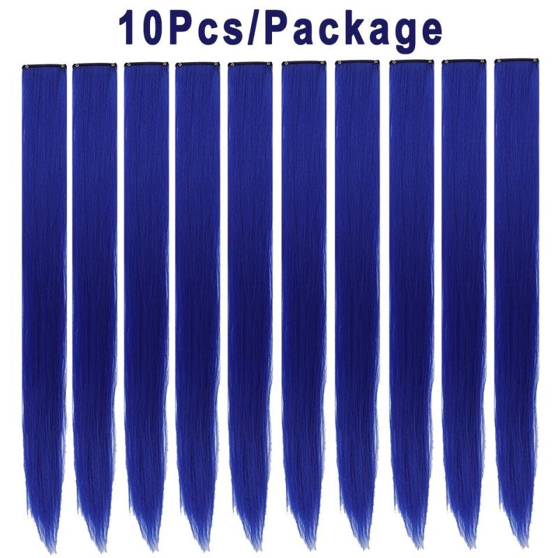 10Pcs Y2K Synthetic Highlight Hair Extensions for Halloween Party