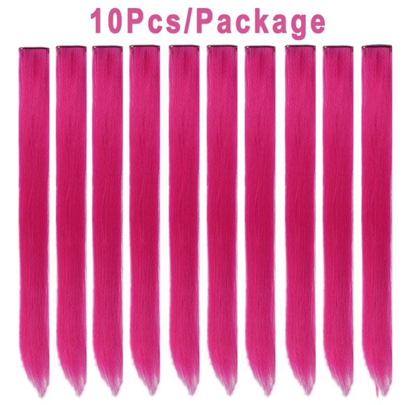 10Pcs Y2K Synthetic Highlight Hair Extensions for Halloween Party