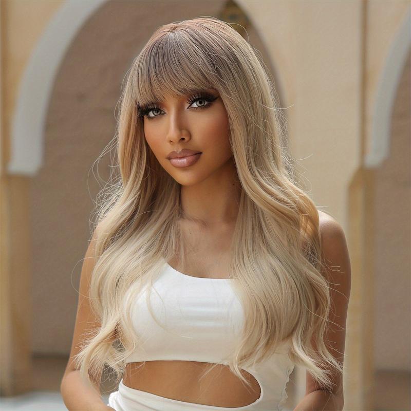 60 96 Cm Butterfly Haircut Long Curly Wavy Wigs With Bangs Natural Looking
