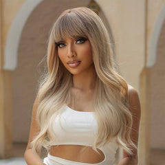 60 96 Cm Butterfly Haircut Long Curly Wavy Wigs With Bangs Natural Looking