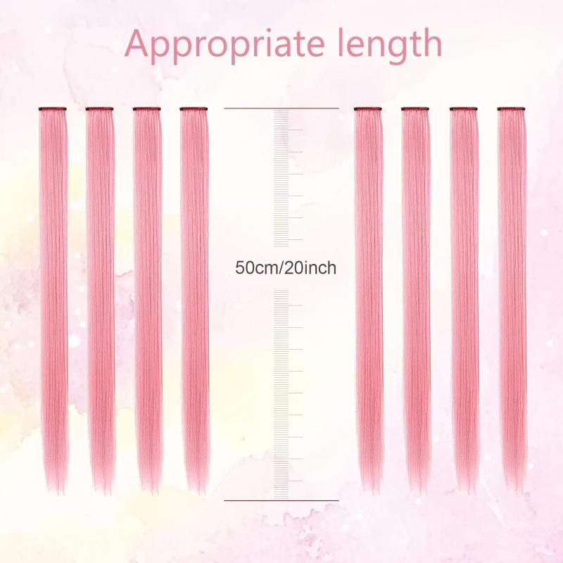 2 Pcs Colored Hair Extensions Clip Straight Party Highlights Colorful