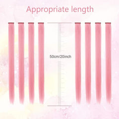 2 Pcs Colored Hair Extensions Clip Straight Party Highlights Colorful