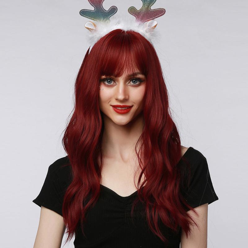 Long Wavy Hair Wig With Bangs Synthetic Hair for Women