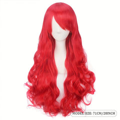 Red Long Curly Mermaid Costume Wig for Halloween Cosplay Party