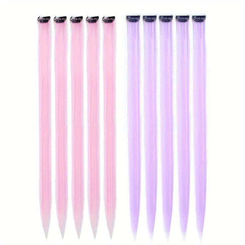 10Pcs Purple Clip In Hair Extensions, Ombre Purple Party Hairpieces